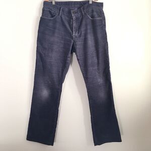 GAP 1969 Straight Dark Gray Distressed Corduroy Pants | 31 x 29